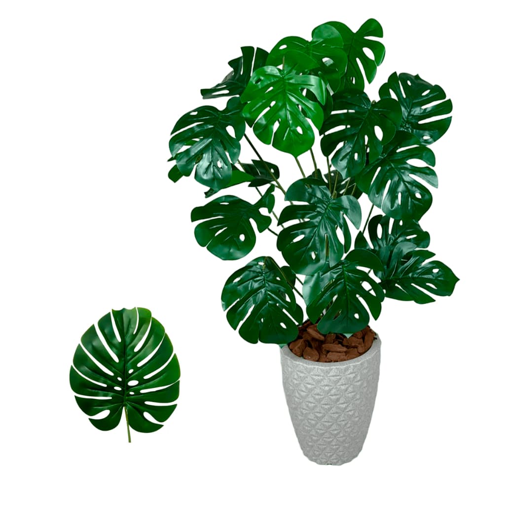 Costela De Adão Artifical Vaso Polietileno Completo Cores Acompanha Casca Pinus