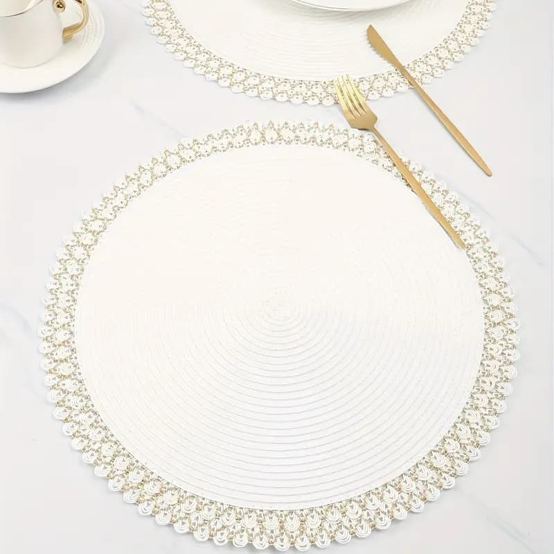 Jogo Americano Poliéster Impermeável (Cinza/Branco)