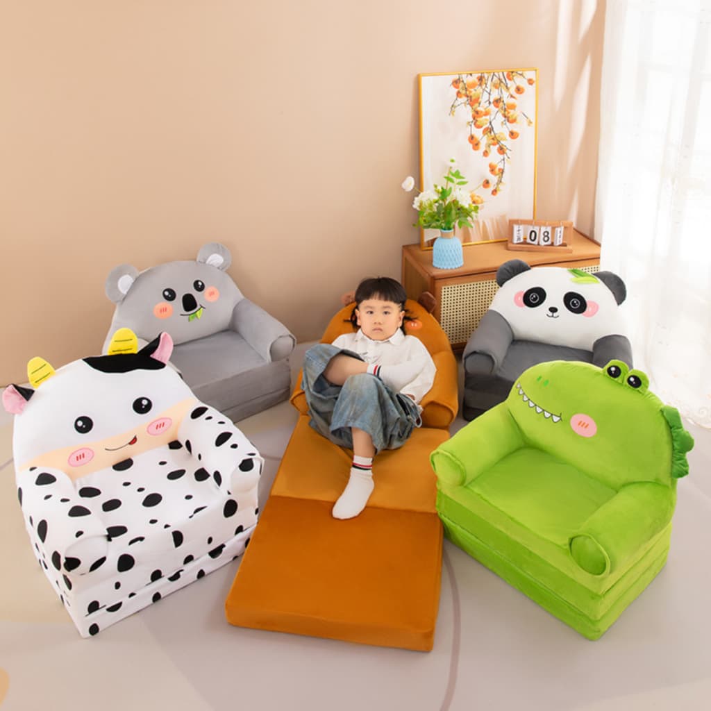 Sofá Cama Infantil Dobrável 2 em 1 Animal Divertido – Sofá e Cama para Crianças Pronto Para Uso