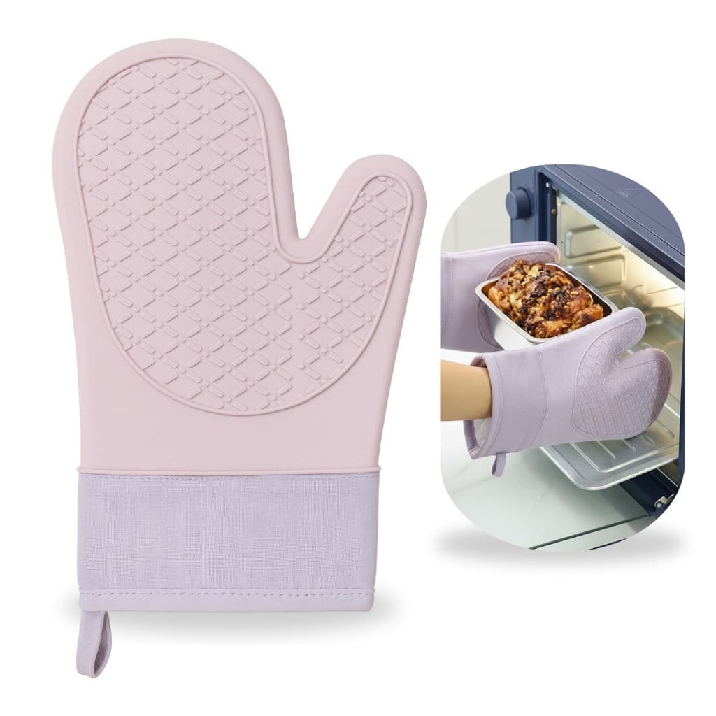 Luva Térmica de Silicone Tamanho único, Alta temperatura, Forrada, Confortável, 4 cores, Forno