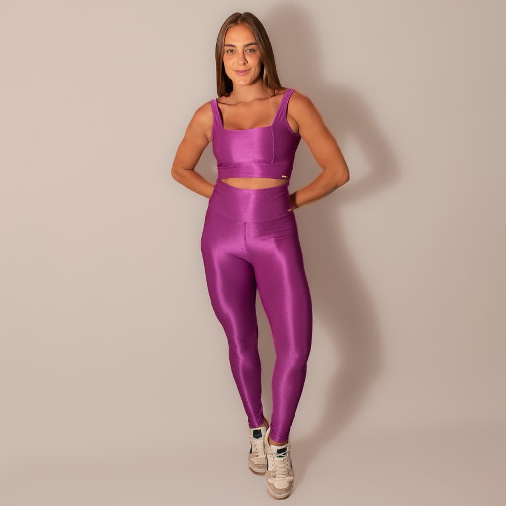 Conjunto Fitness Feminino Top e Legging Wonder Canelado Academia Poliamida