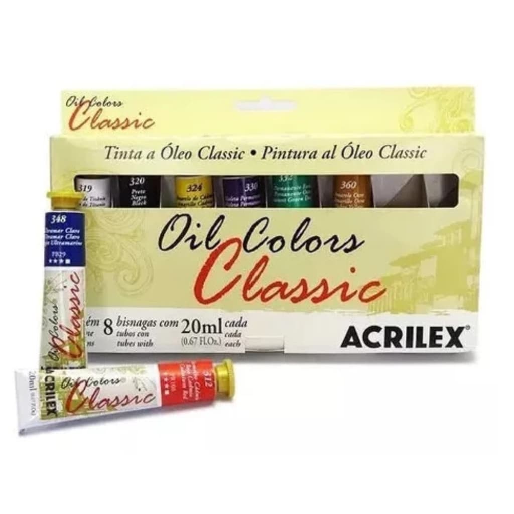 Estojo Tinta A Óleo Colors Classic Com 8 Bisnagas Acrilex