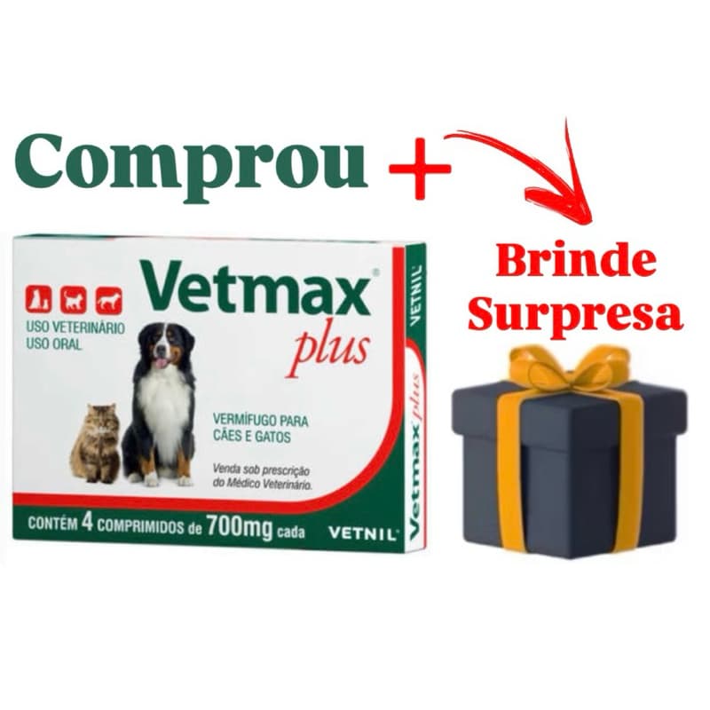 Vetmax Plus 700mg Vermífugo Vetnil - 4 Comprimidos