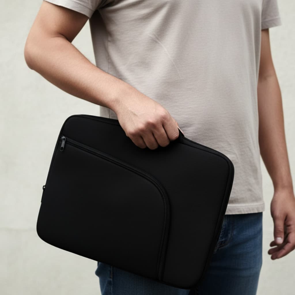 Capa para Notebook Impermeável 15.6” com Alça Reforçada, Bolso Frontal e Design Moderno para Viagem e Trabalho