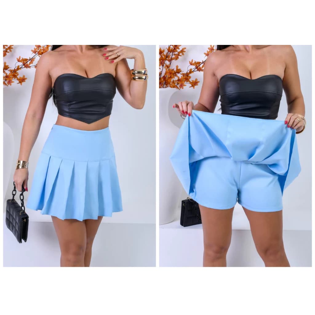 Short Saia Curta Colegial Moda Estilo K-pop Tecido Alfaiataria Premium Produção de Ótima Qualidade