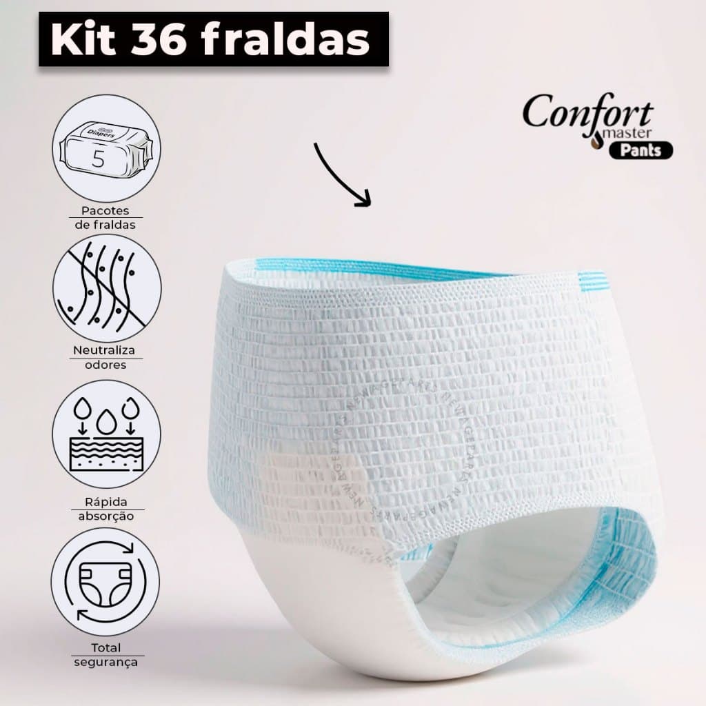 Kit 32 Fralda Geriátrica Unissex Calcinha/Cueca Pacote Descartável Confort Master Pants