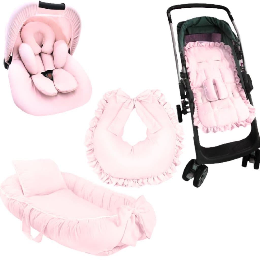 Ninho Redutor de Berço, Almofada de Amamentação, Capa de Bebê Conforto, Capa de Carrinho e Apoio Redutor- Kit bebê