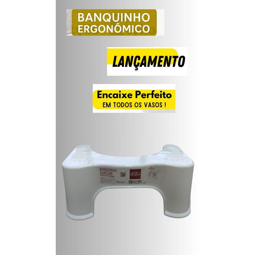 Banquinho Auxiliar para Vaso Sanitário - Conforto e Saúde em Branco