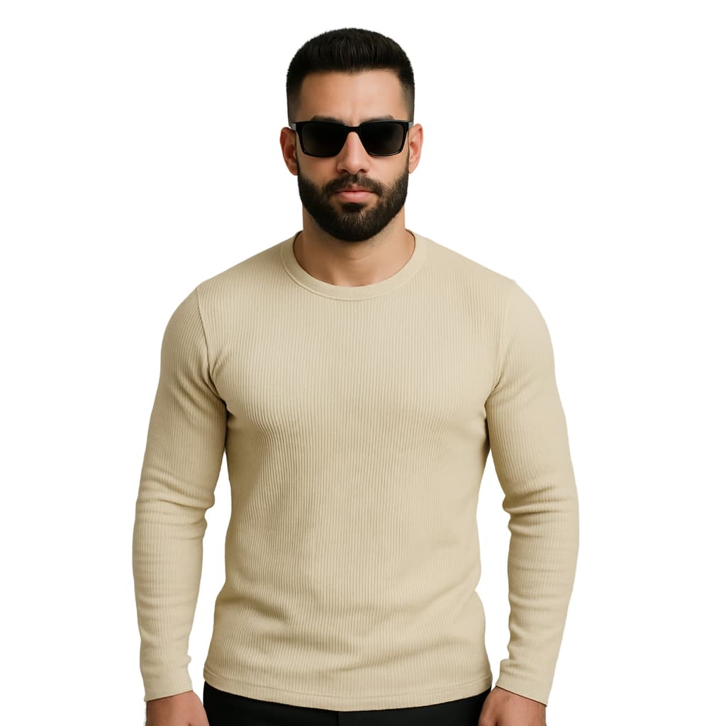 Blusa Manga Longa Canelada Masculina Cacharréu Casual Slim