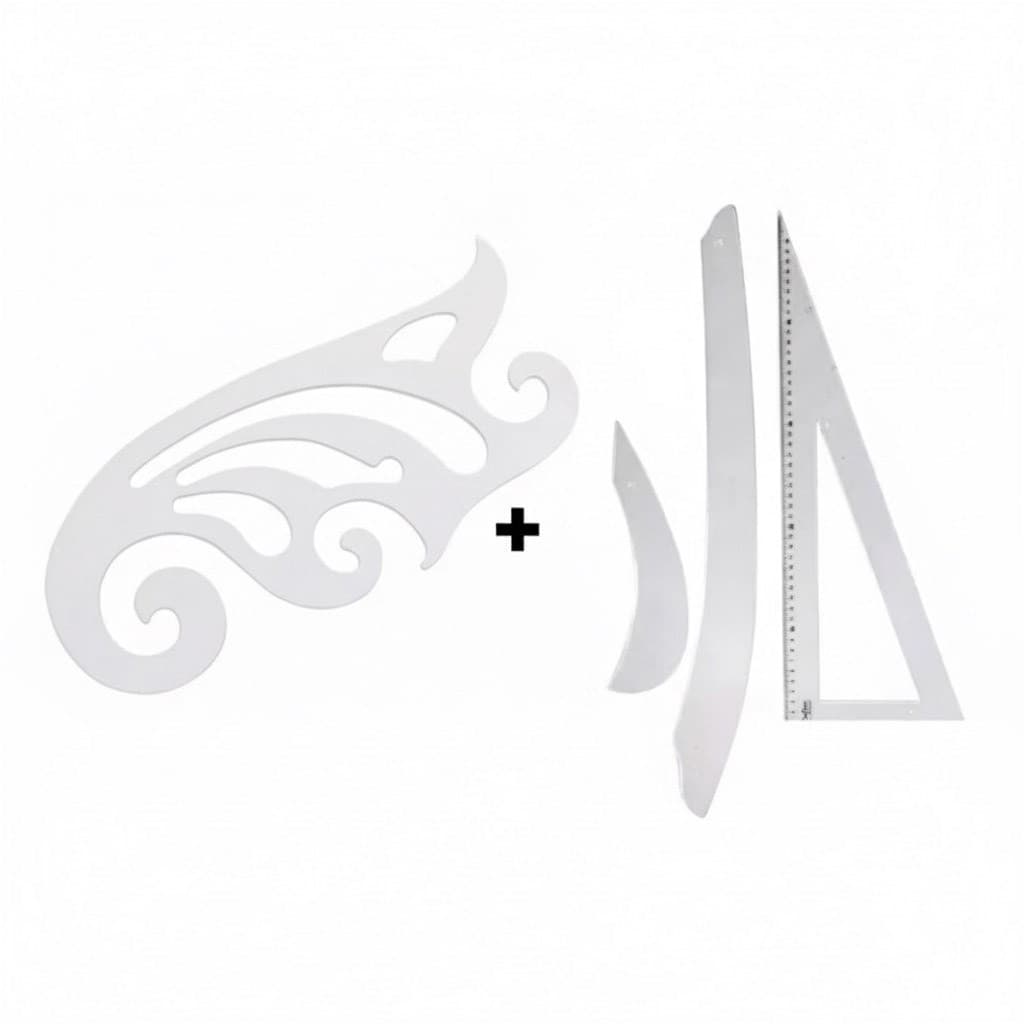 Conjunto Costura Réguas Modelagem 3 Peças + Curva Francesa Acrílico