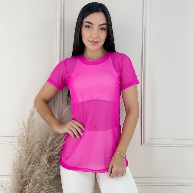 Blusa de Tule Feminina Treino Academia Fitness