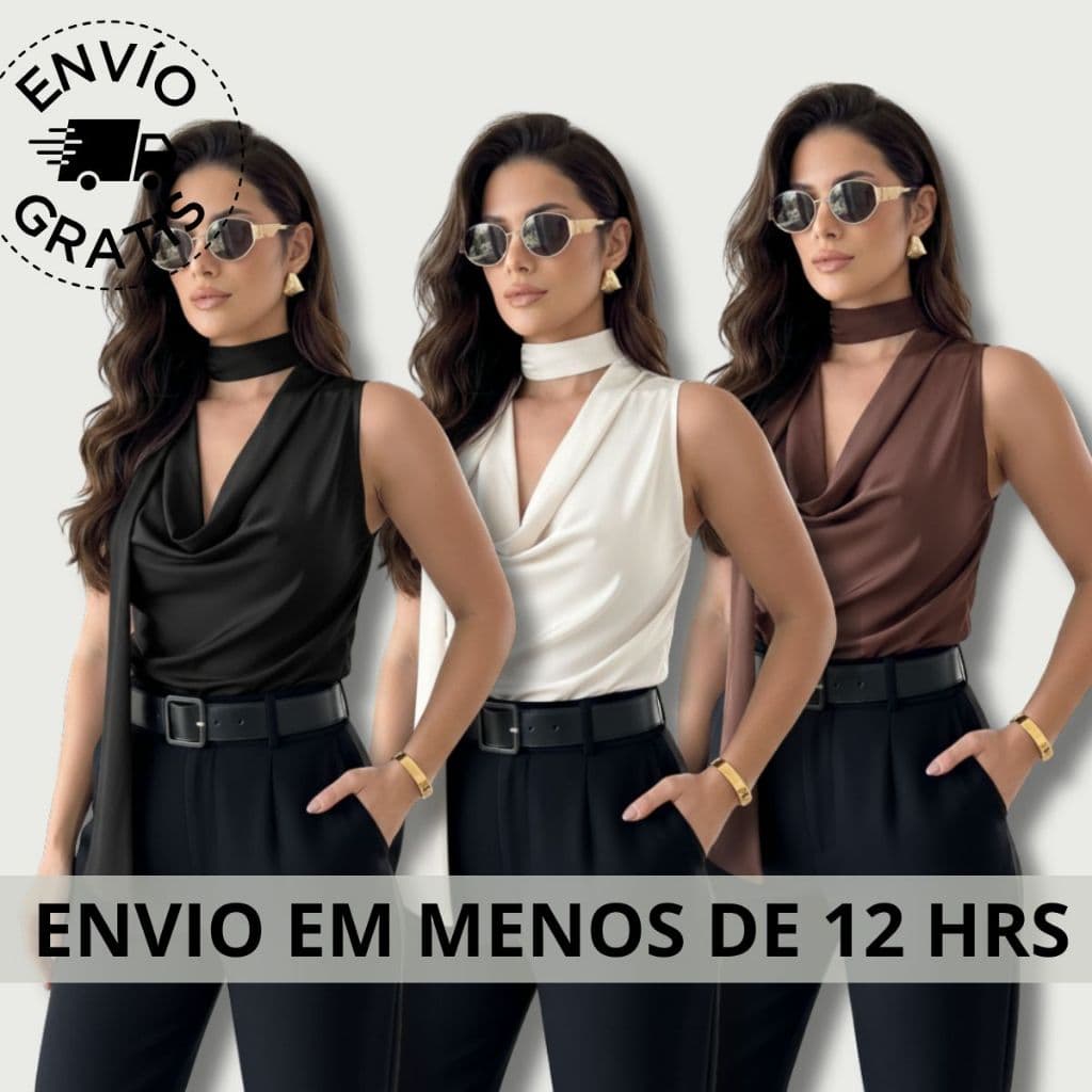 Blusa Feminina estilosa CHOKER blusas elegantes social festa tendencia 2026 verão camisa básica chiq