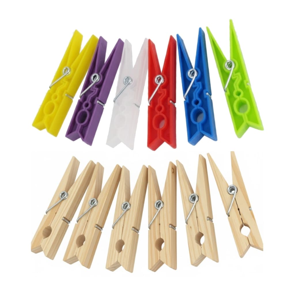 Kit Prendedor de Roupa de Plastico com Mola em Aço Galvanizado (12 unidades)