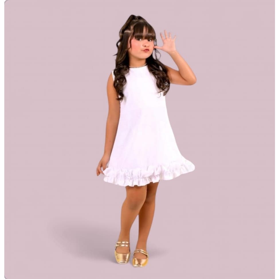 Vestido Infantil Menina Branco Batizado Formatura
