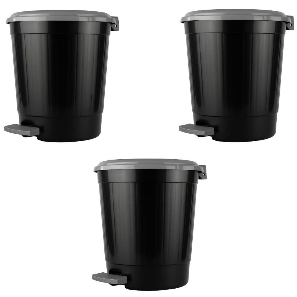 Kit 3 Lixeira com pedal Cozinha Banheiro Escritório 7 litros Preta