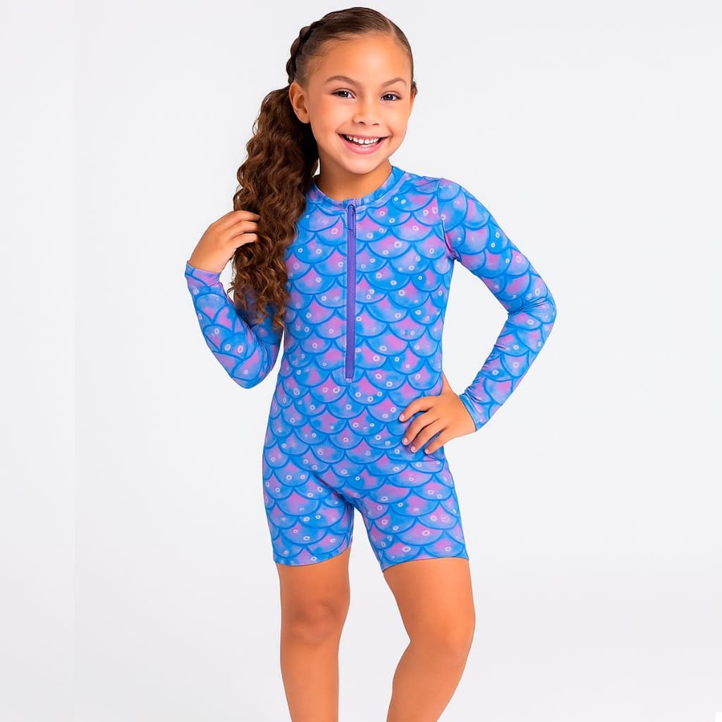 Macacão Infantil Praia Banho Feminino Proteção Solar Uv Natação Surf Piscina 4 6 8 anos