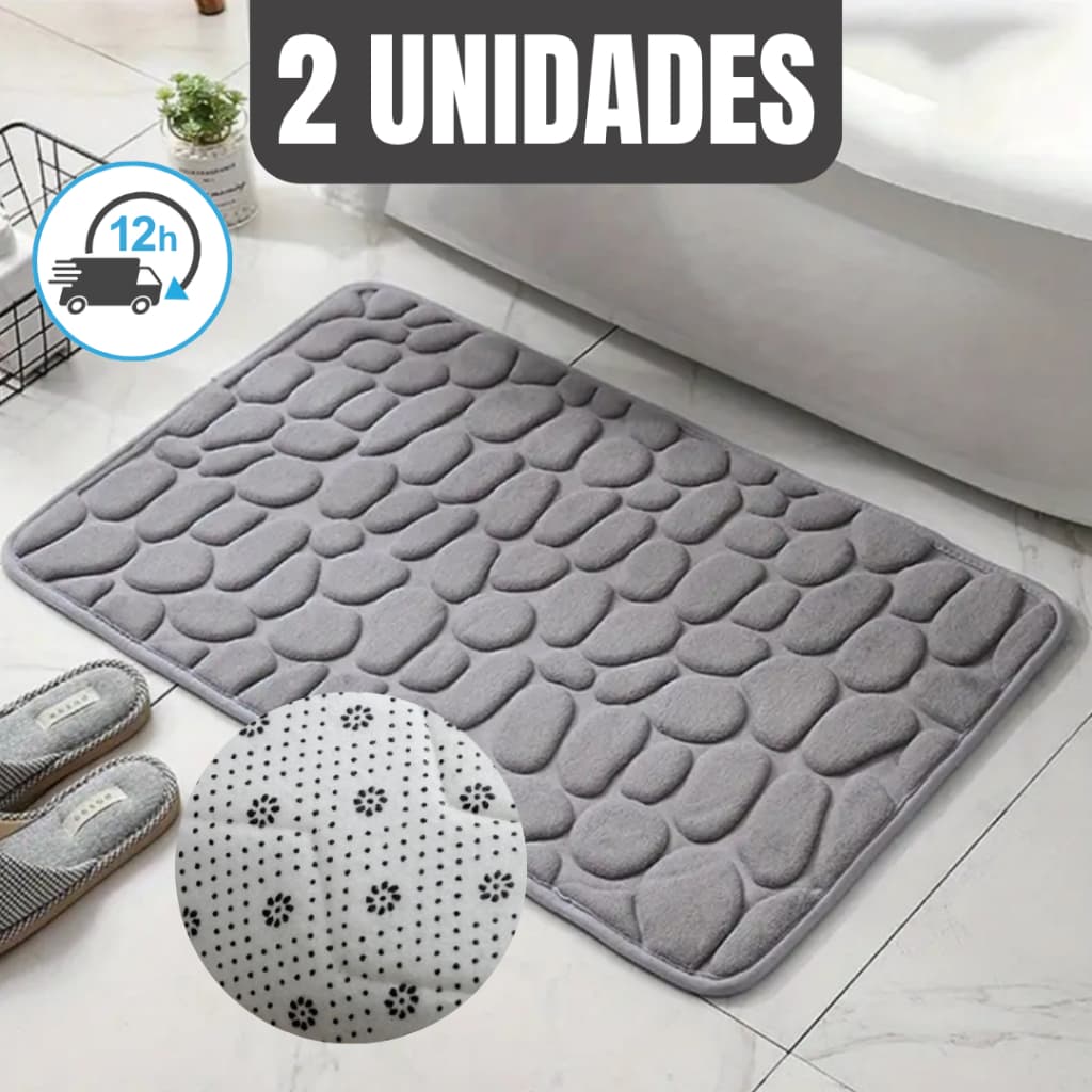 Kit 2 Tapete Antiderrapante Absorvente Banheiro Quarto Macio Pedra Soft Secagem Rapida 60x40 Tapetes