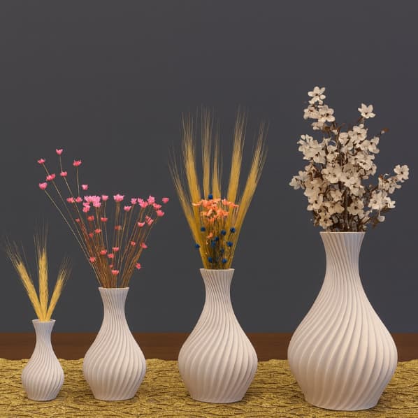 Kit Vasos Decorativos Luxo Branco em Espiral - Jarro Decoração