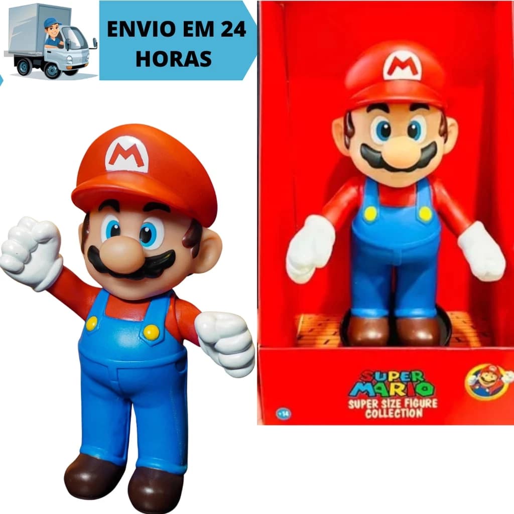 Boneco Super Mario Word com Caixa Mario Bross