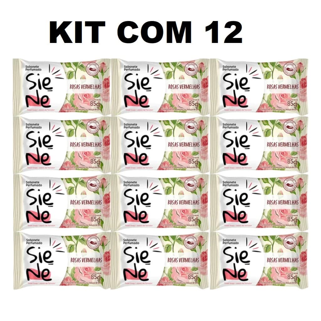 Kit 12 Sabonete Siene Rosas Vermelhas Ypê Barra 85g