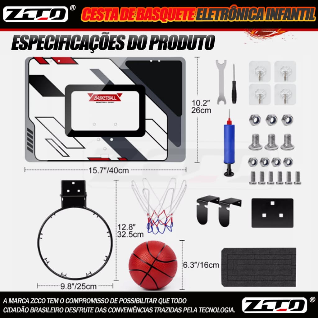 Kit Tabela Cesta De Basquete Acrilico Infantil +aro Basquete