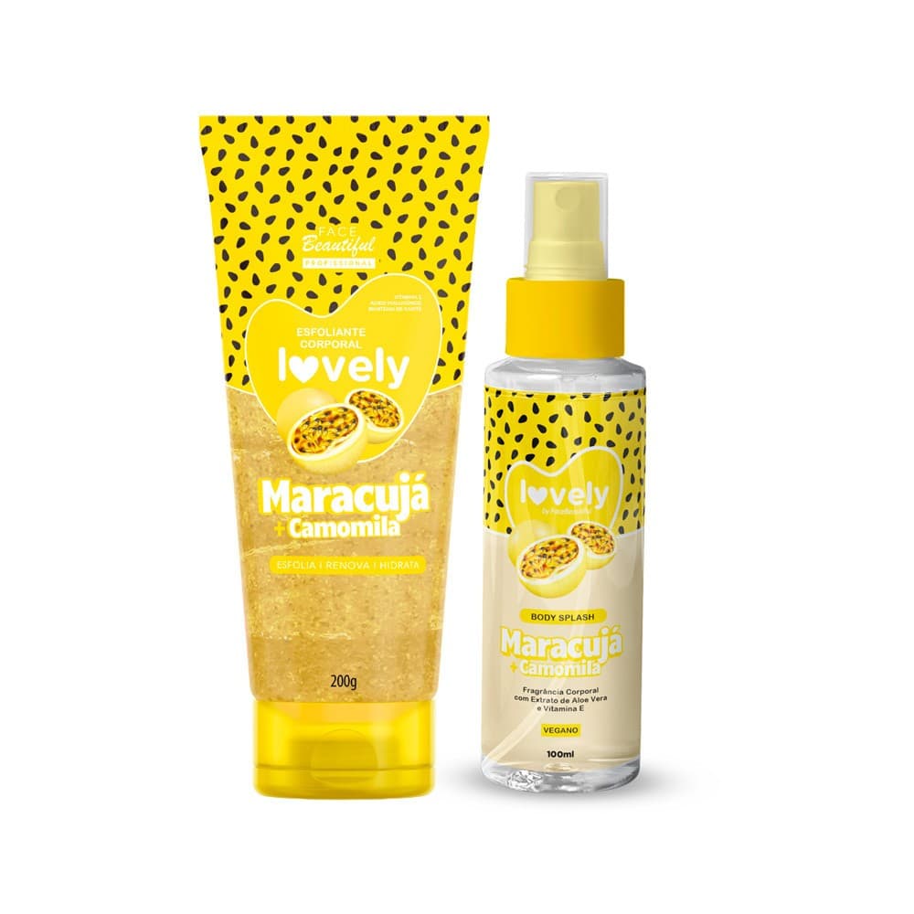 Kit Body Splash e Esfoliante Corporal de Fruta Lovely Face Beautiful