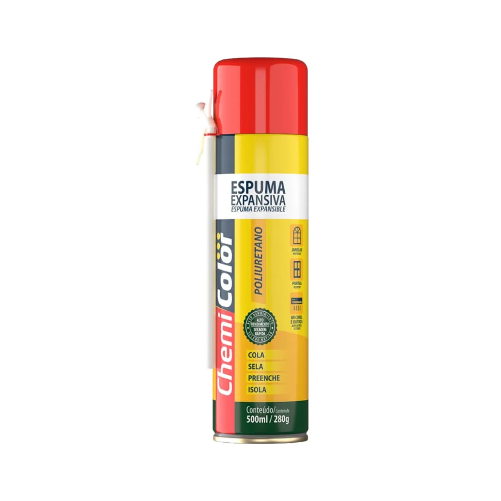 Espuma Expansiva Chemicolor 500ml - Para Reparos e Isolamento - Alta Performance Super Adesiva