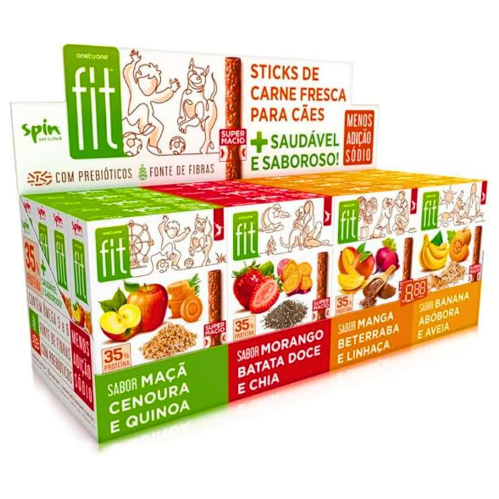 SPIN FIT PETISCO PARA CACHORROS MIX BANANA MAÇÃ MORANGO E MANGA - 50g