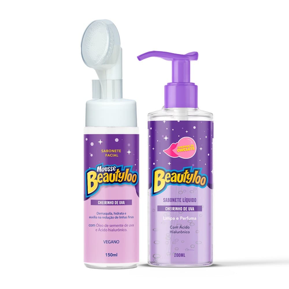 Kit Sabonete Mousse e Gel de Limpeza Cheirinho de Chiclete Beautyloo