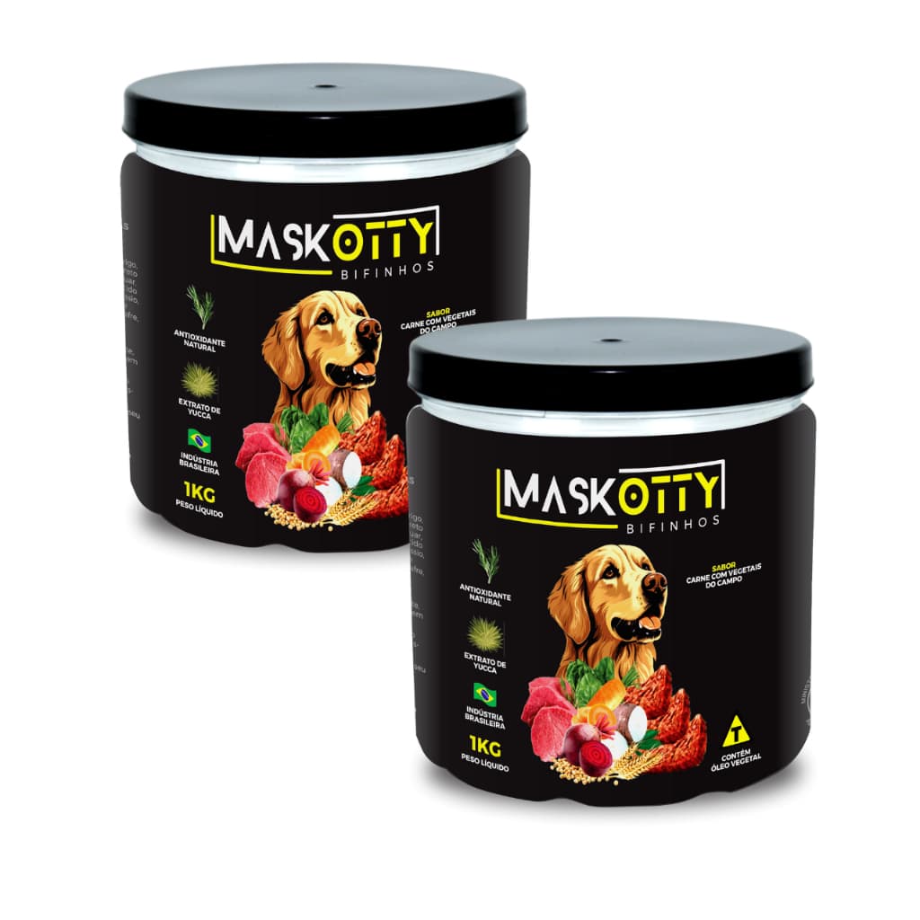 KIT Bifinho Maskotty Petisco para cachorro Carne com Vegetais do Campo 1Kg