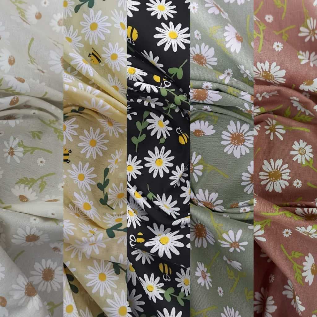 Tecido Tricoline 100% Algodão; 1,50mt Largura,  Estampas Margaridas | Artesanato | Patchwork