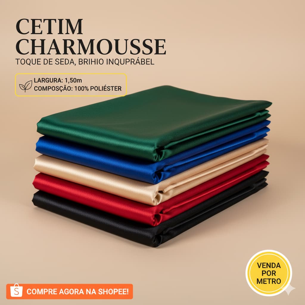 Tecido Cetim Brilhante 1m | 1,5m Largura Poliester Fantasia