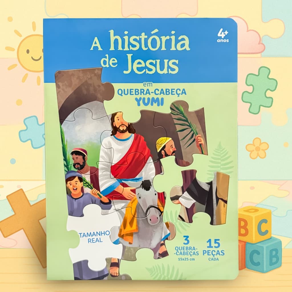 Livro Infantil A História de Jesus Em Quebra-cabeça | Bíblia Infantil Leia E Divirta-se 4 A 12 Anos 45 Peças