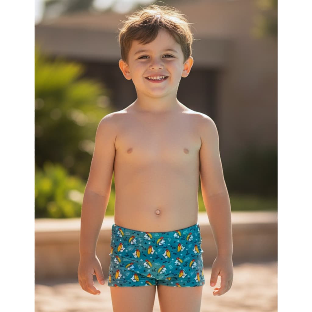 Sunga Box Infantil Juvenil Masculino Bebe Estampada Lisa 2a16 Anos Proteção Uv50 Moda Praia Natação