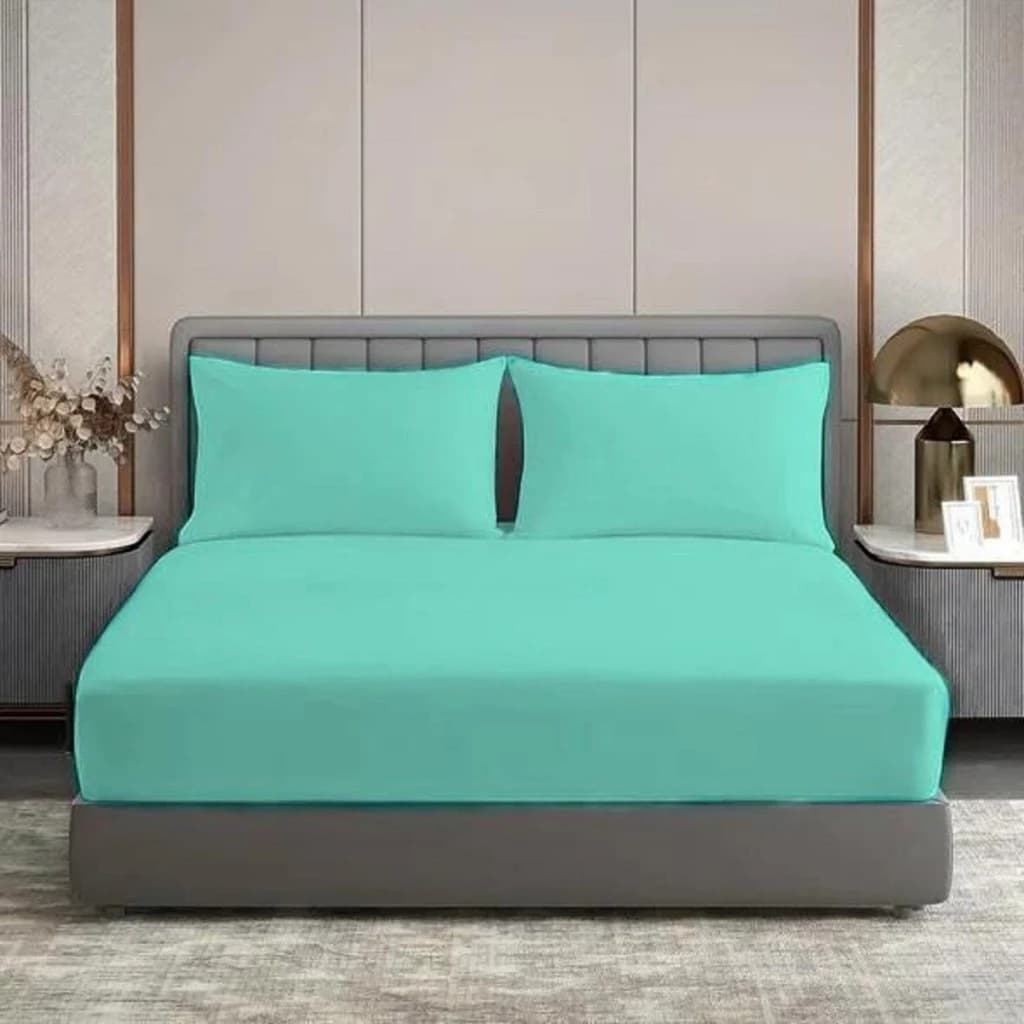 Kit Jogo Lençol forro De Cama casal Padrão 3 Peças Lisos slin Com Elástico 200 fios Oferta