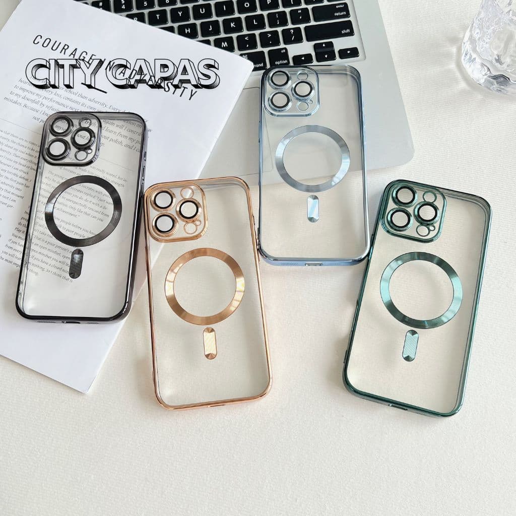 City Capas – Capinha iPhone 13 12 11 PROMAX XR 7/8PLUS Transparente Magnética Indução Anti-impacto