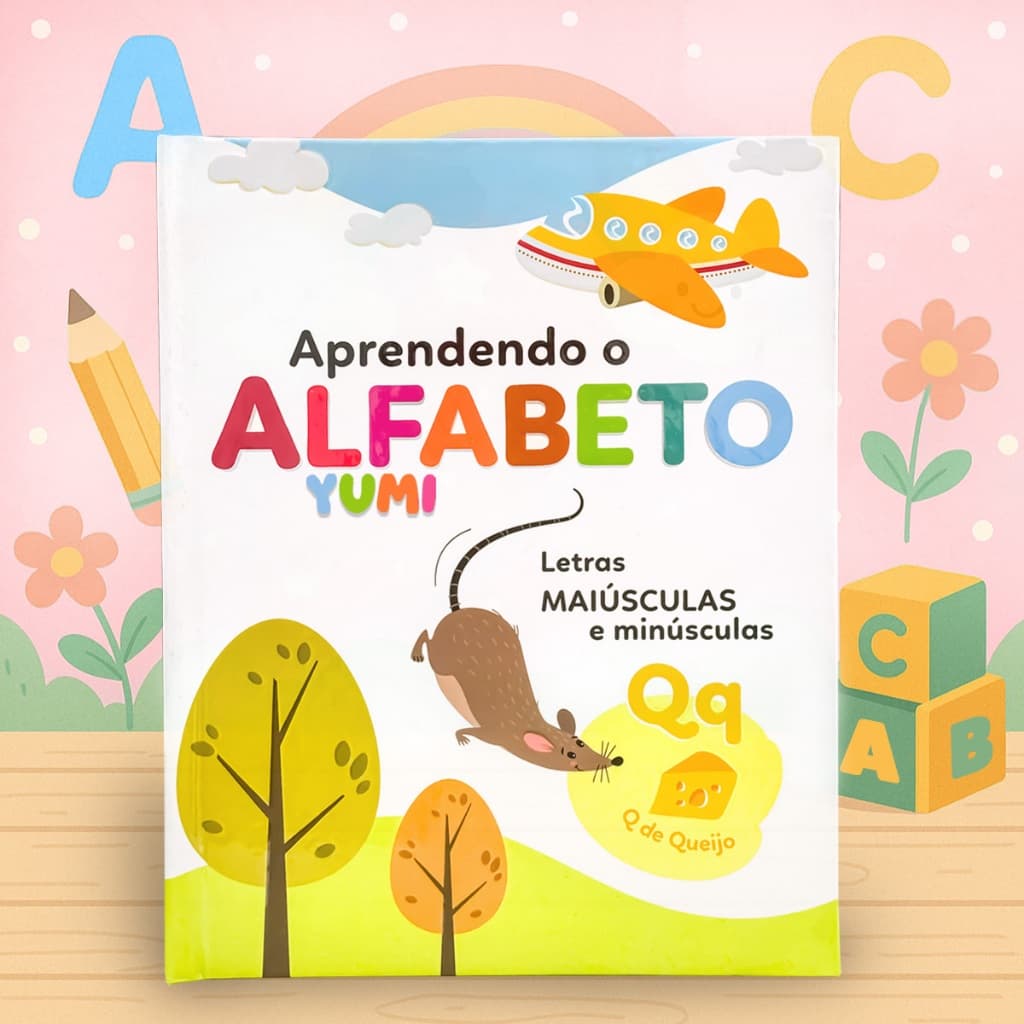 Livro Infantil Aprendendo o Alfabeto Letras Maiúsculas e Minúsculas Folhas Duras