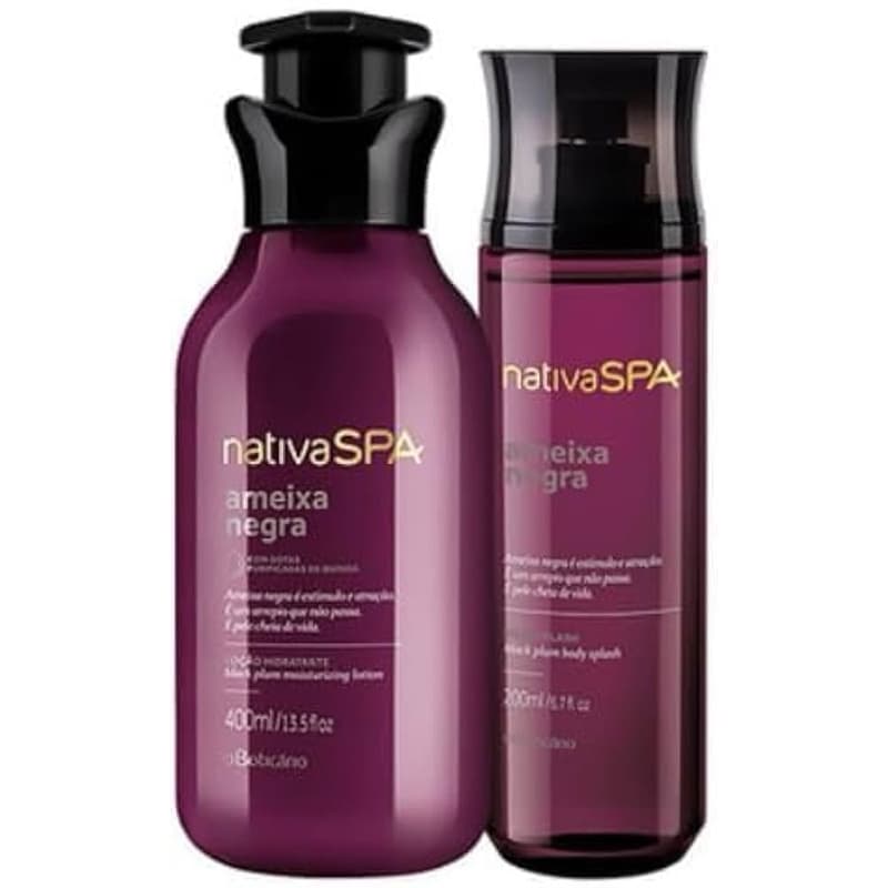 Kit Nativa Spa Ameixa Negra: Body Splash 200ml + Loção Hidratante Corporal 400ml O Boticário