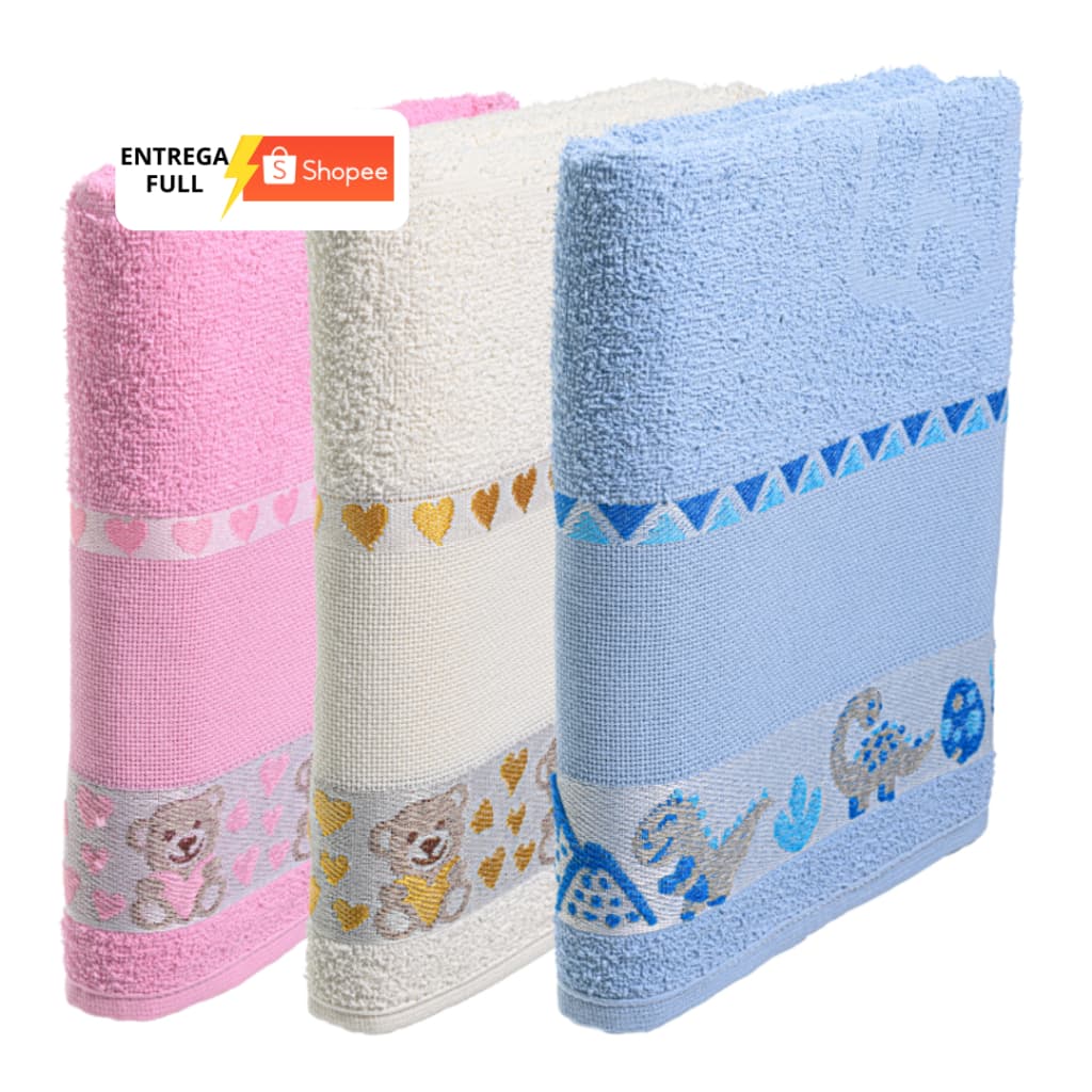 Toalha Banho Kids Infantil Menino Menina Criança Praia Bordar Ponto Cruz 100% Algodão Laune Haus