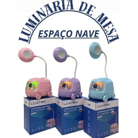 🚀 Luminária de Mesa Carrinho Espaço Nave Recarregável Luatek ZB-7024 –  LED Criativa e Divertida