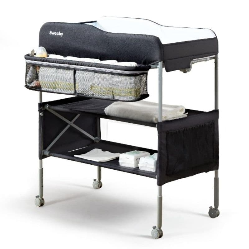 Trocador de bebê dobrável portátil fraldário cinza ou preto