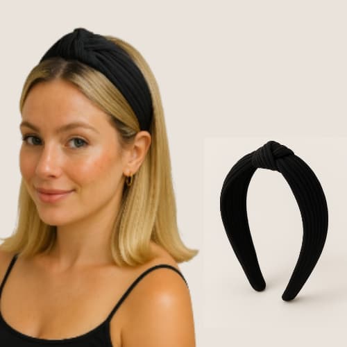 Tiara Faixa de cabelo elegante francesa borda larga com nó canelado