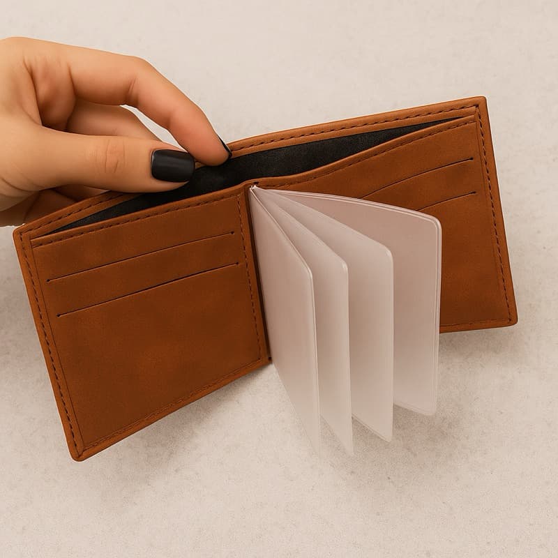 Carteira Masculina de Couro Sintético Dobrável com Porta Documentos Compacta, Elegante e Resistente