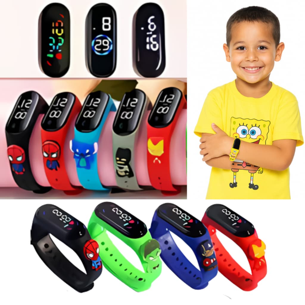Kit Com 6 Ou 10 Ou 16  Relogios Infantil Digital Led Data & Hora Menina & Menino Personagens Personalisados