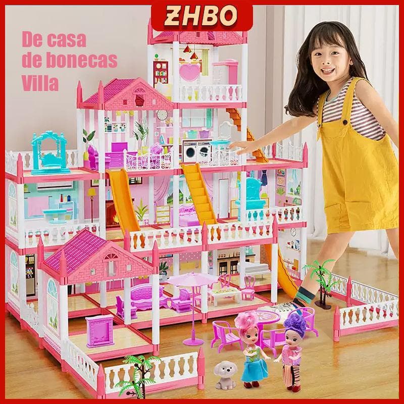 Conjunto de casa de bonecas infantil castelo de princesa brinquedo de montagem faça você mesmo Série