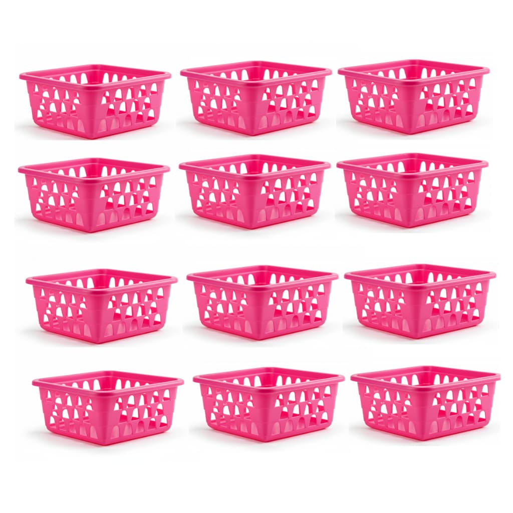 Kit 12 Cestos Organizador Multiuso Pequeno Armário Gaveta Lavanderia pink
