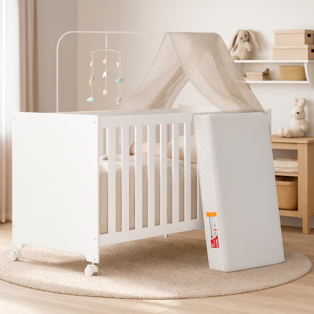 Berço Americano 3 em 1 Com Colchão Incluso Portátil Regulável Multiuso MDF Certificado