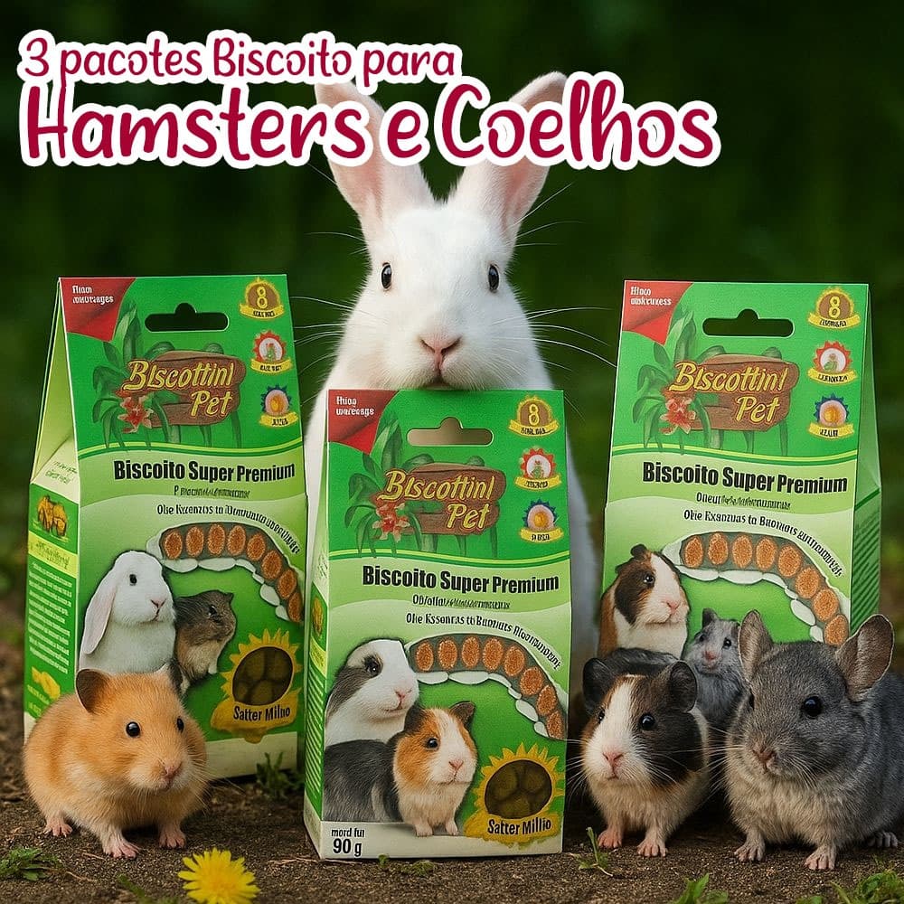 Kit 3 Biscoitos Biscottini Super Premium Para Hamsters 80g