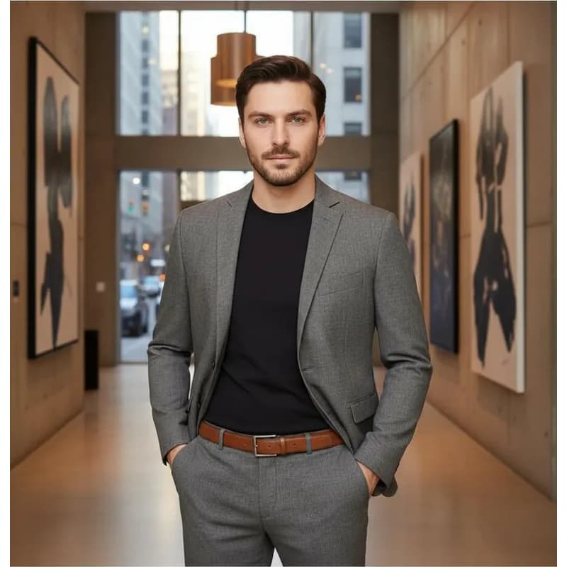 Terno Masculino Microfibra Melange Alfaiataria