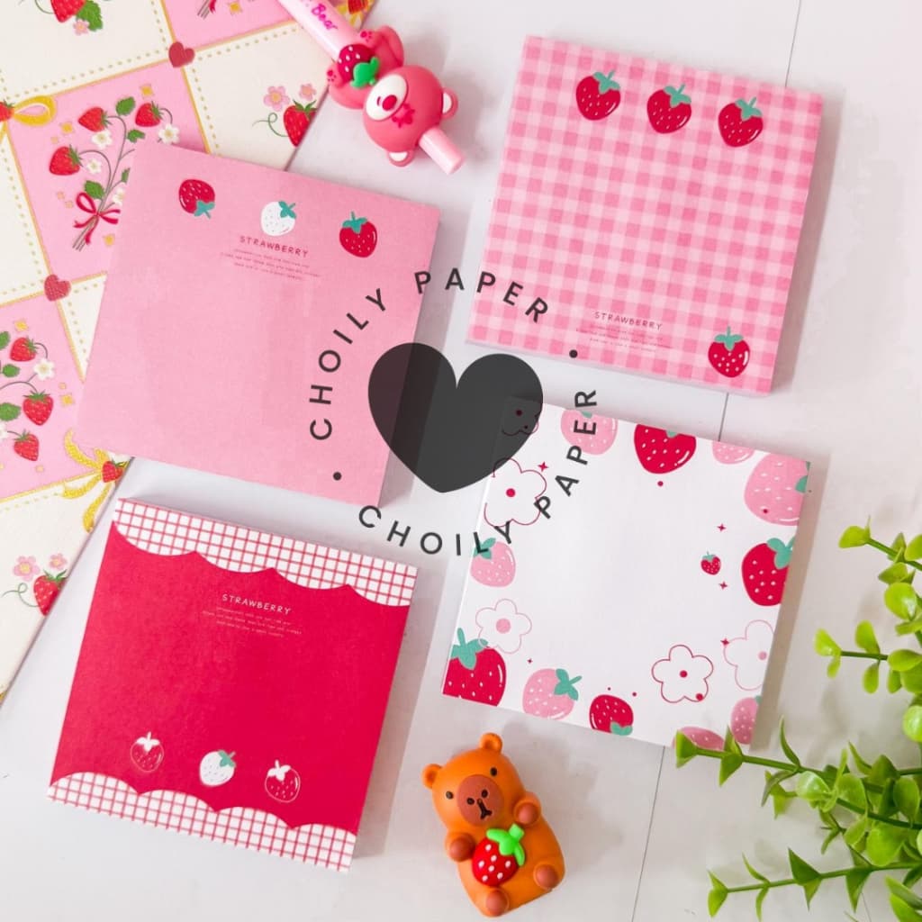 Bloco de Notas Morango 75fls Notas Adesivas Berry Cute Notes